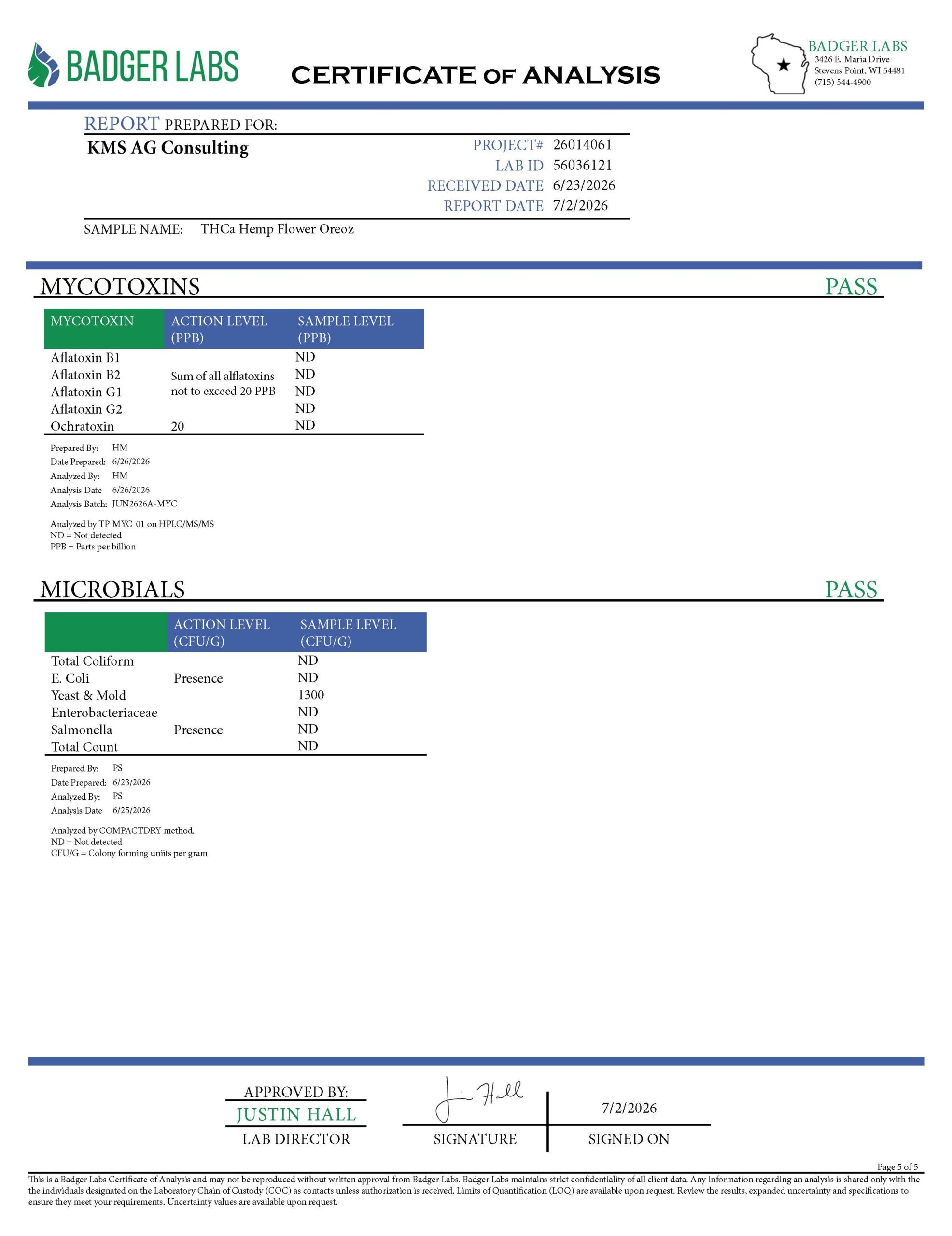 Oreoz THCA Certificate of Analysis Page 5
