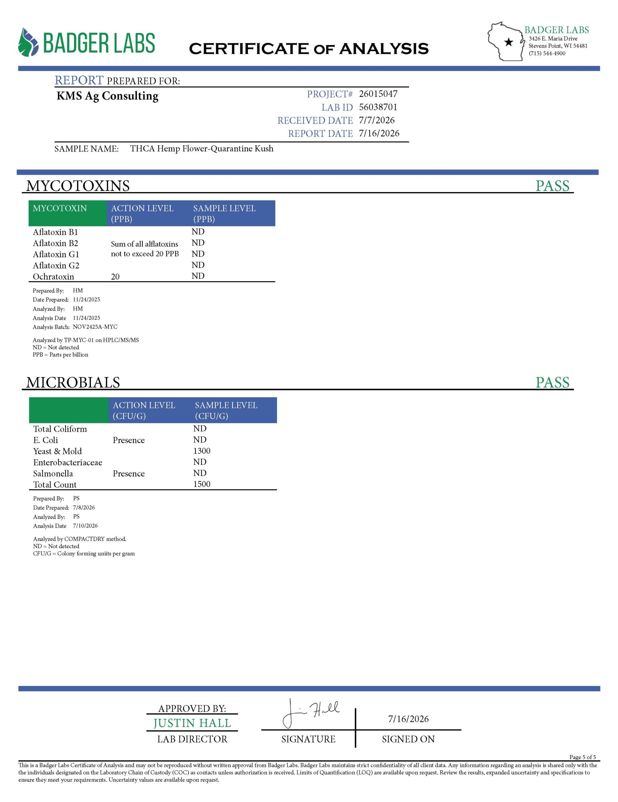 Quarantine Kush THCA COA Page 5