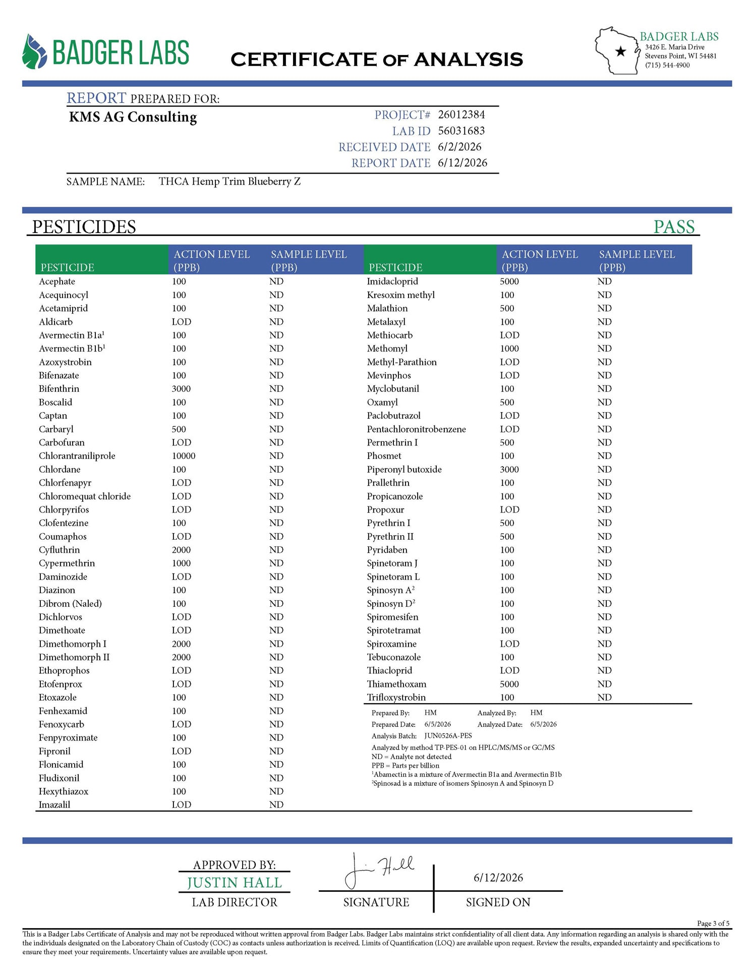 Blueberry ZTHCA Shake COA Page 3