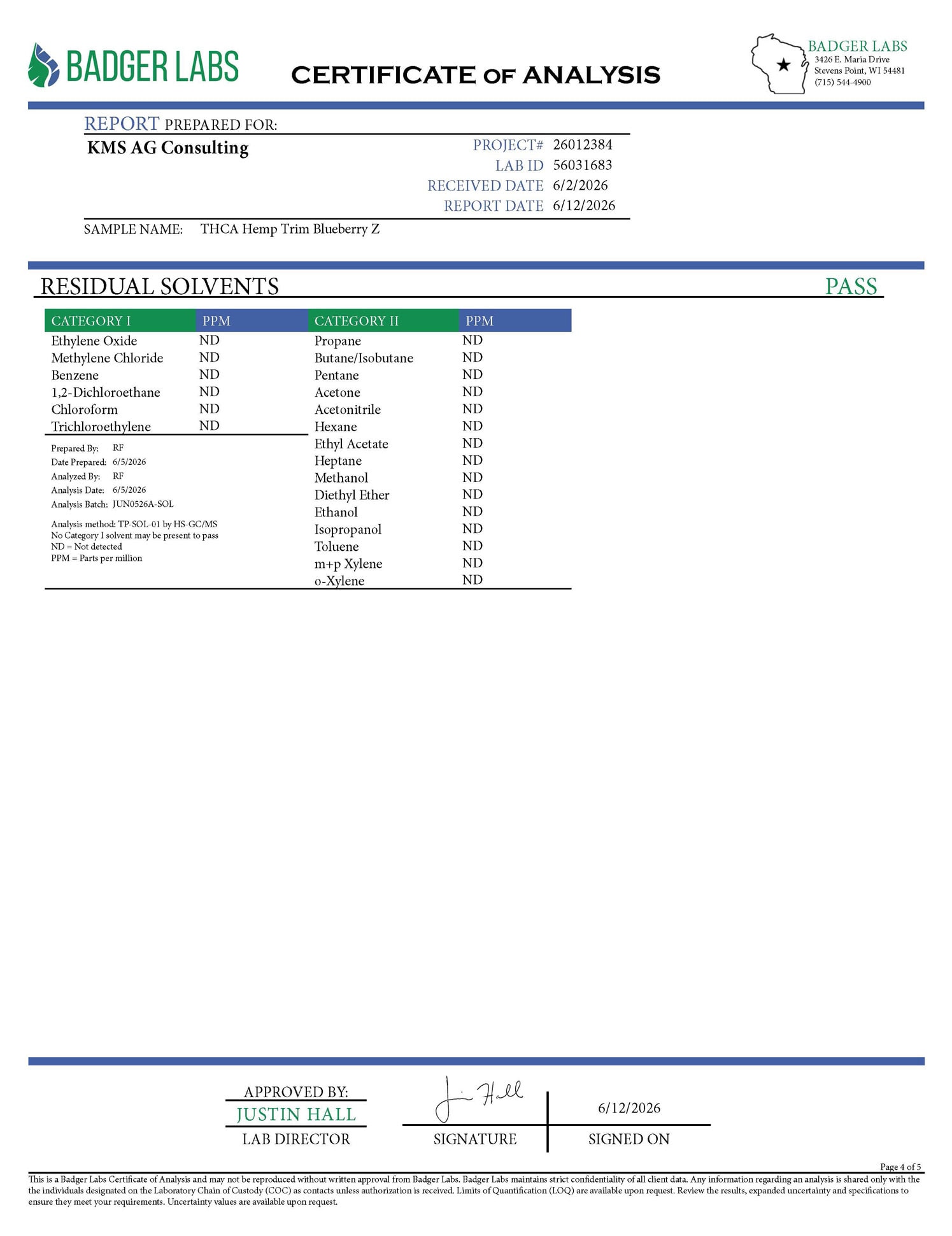 Blueberry ZTHCA Shake COA Page 4