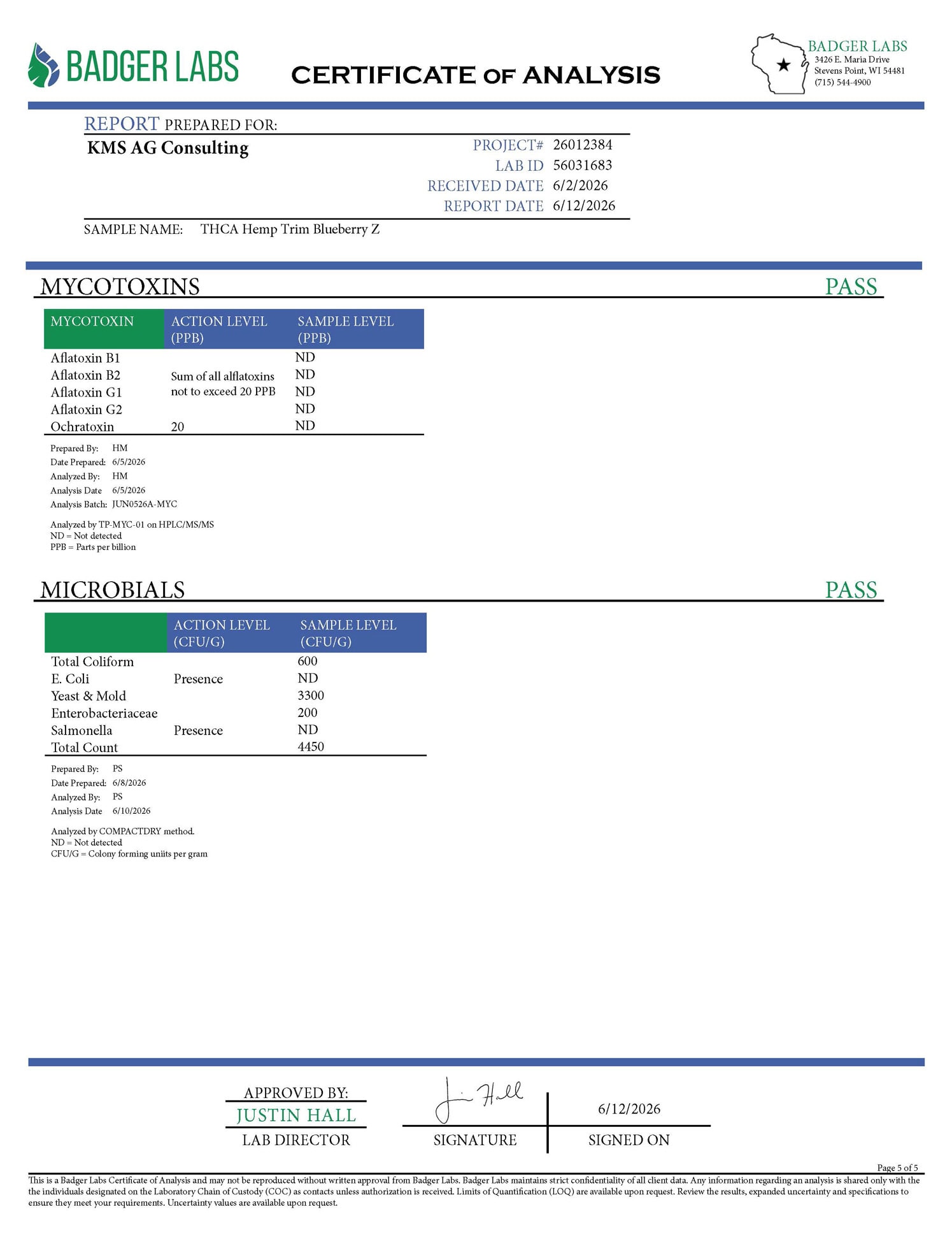 Blueberry ZTHCA Shake COA Page 5