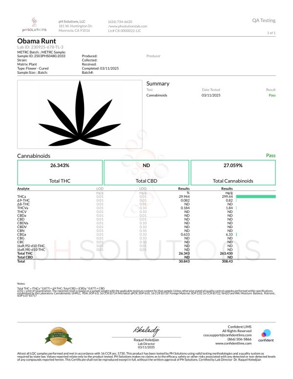 Obama Runtz Lab Test