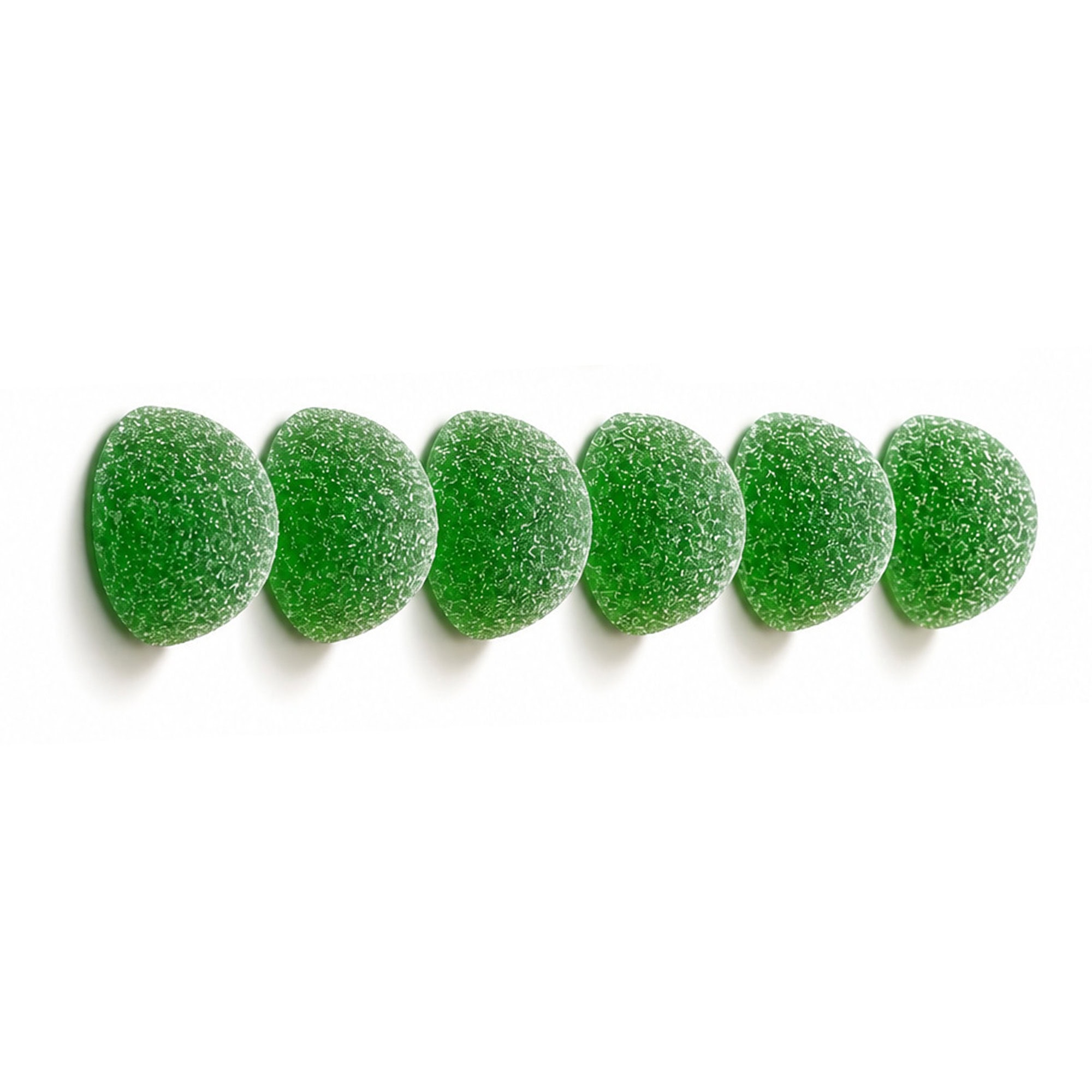Row of green apple flavored hemp gummies