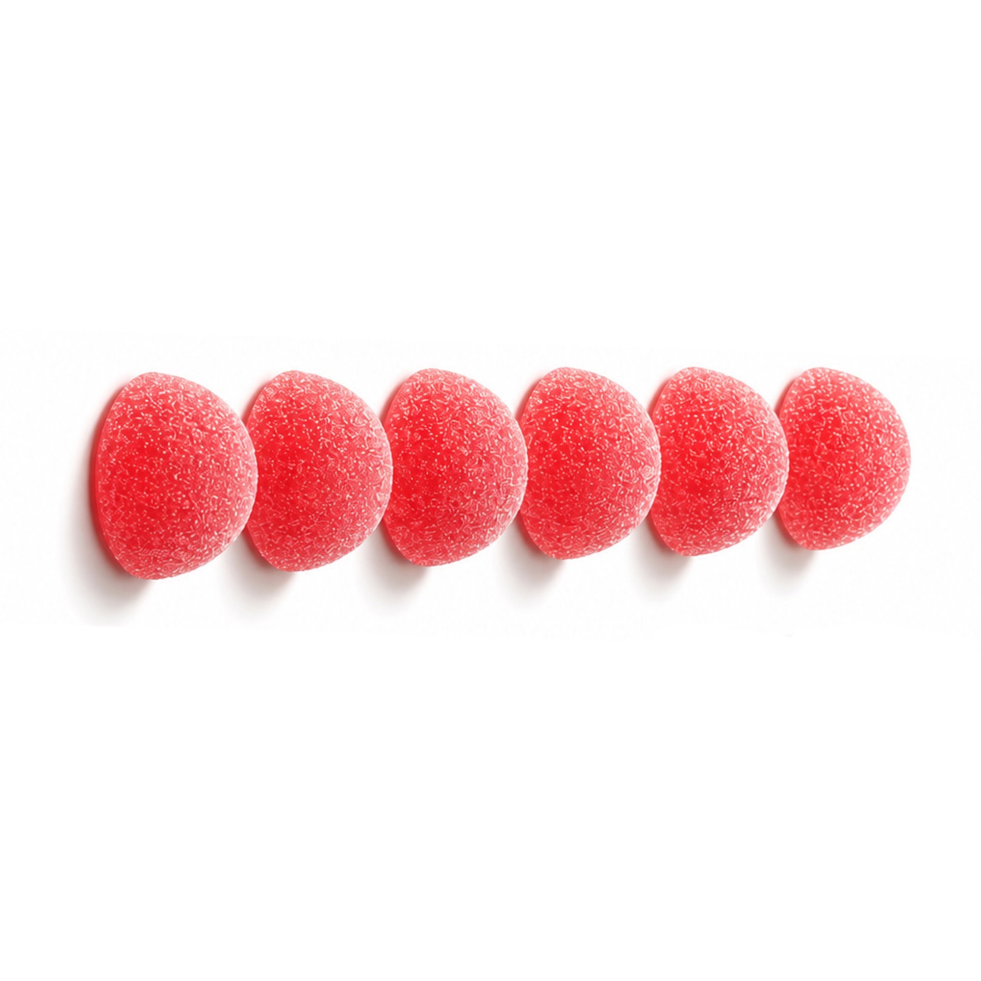 Row of red watermelon flavored hemp gummies